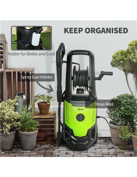 Outsunny 2200W High Pressure Washer, 170 Bar Pressure, 420 L/h Flow, Portable Electric Power Washer Jet Wash Cleaner with Adjust - pic 157035 | FastDaddyshop