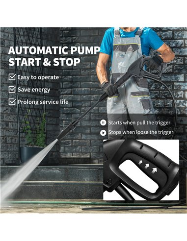 Outsunny 1800W High Pressure Washer, 150 Bar Pressure, 420 L/h Flow, Portable Power Washer Jet Wash Cleaner with Adjustable Nozz