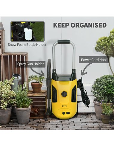 Outsunny 1800W High Pressure Washer, 150 Bar Pressure, 420 L/h Flow, Portable Power Washer Jet Wash Cleaner with Adjustable Nozz