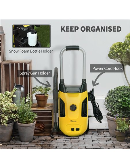 Outsunny 1800W High Pressure Washer, 150 Bar Pressure, 420 L/h Flow, Portable Power Washer Jet Wash Cleaner with Adjustable Nozz - pic 157044 | FastDaddyshop