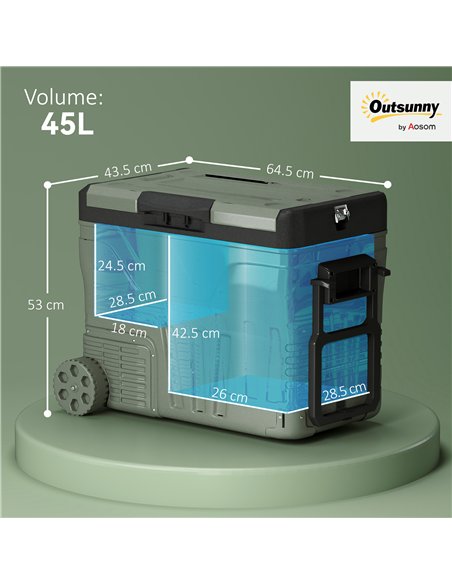 Outsunny 45L Camping Fridge Freezer Dual Zone, Portable Car Fridge 12V/24V DC & 100-240V AC, Electric Cool Box -20℃-20℃ with Whe - pic 157049 | FastDaddyshop