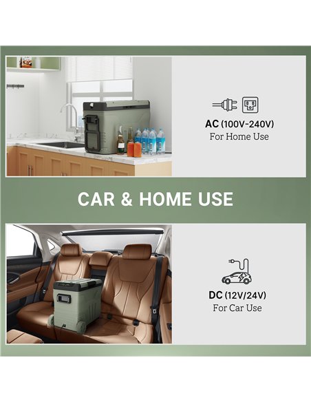 Outsunny 45L Camping Fridge Freezer Dual Zone, Portable Car Fridge 12V/24V DC & 100-240V AC, Electric Cool Box -20℃-20℃ with Whe - pic 157051 | FastDaddyshop