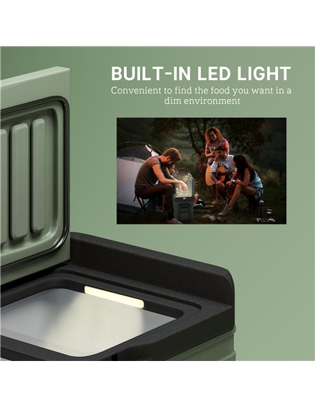 Outsunny 45L Camping Fridge Freezer Dual Zone, Portable Car Fridge 12V/24V DC & 100-240V AC, Electric Cool Box -20℃-20℃ with Whe - pic 157053 | FastDaddyshop