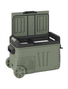 Outsunny 33L Camping Fridge Freezer Dual Zone, Portable Car Fridge 12V/24V DC & 100-240V AC, Electric Cool Box -20℃-20℃ with Whe