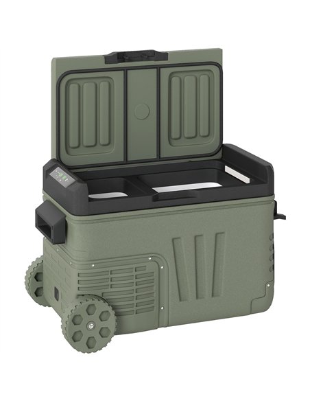 Outsunny 33L Camping Fridge Freezer Dual Zone, Portable Car Fridge 12V/24V DC & 100-240V AC, Electric Cool Box -20℃-20℃ with Whe - pic 157056 | FastDaddyshop