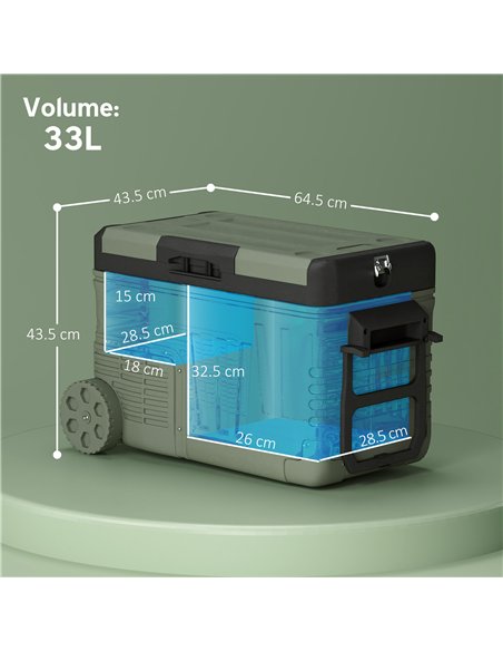 Outsunny 33L Camping Fridge Freezer Dual Zone, Portable Car Fridge 12V/24V DC & 100-240V AC, Electric Cool Box -20℃-20℃ with Whe - pic 157058 | FastDaddyshop