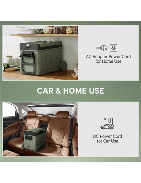 Outsunny 33L Camping Fridge Freezer Dual Zone, Portable Car Fridge 12V/24V DC & 100-240V AC, Electric Cool Box -20℃-20℃ with Whe - pic 157060 | FastDaddyshop