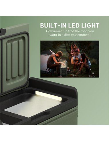 Outsunny 33L Camping Fridge Freezer Dual Zone, Portable Car Fridge 12V/24V DC & 100-240V AC, Electric Cool Box -20℃-20℃ with Whe