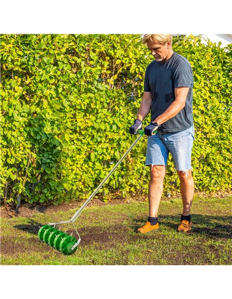 Outsunny Rolling Lawn Aerator, Manual Grass Spike Roller, Heavy Duty Garden Aerator with 3 Piece Detachable Handle and T-bar Gri - pic 157066 | FastDaddyshop