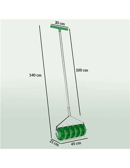 Outsunny Rolling Lawn Aerator, Manual Grass Spike Roller, Heavy Duty Garden Aerator with 3 Piece Detachable Handle and T-bar Gri - pic 157067 | FastDaddyshop