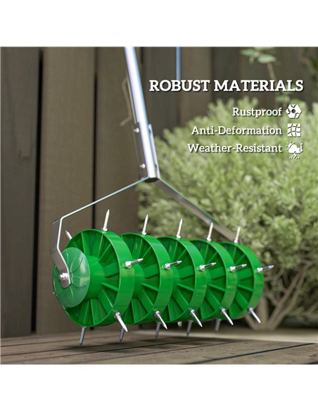 Outsunny Rolling Lawn Aerator, Manual Grass Spike Roller, Heavy Duty Garden Aerator with 3 Piece Detachable Handle and T-bar Gri - pic 157070 | FastDaddyshop