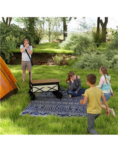 Outsunny Reversible Outdoor Rug with Carry Bag, Waterproof Plastic Straw Mat for Garden, Deck, RV, Picnic, Beach, Camping, 182 x