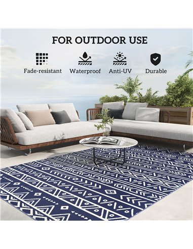 Outsunny Reversible Outdoor Rug with Carry Bag, Waterproof Plastic Straw Mat for Garden, Deck, RV, Picnic, Beach, Camping, 182 x