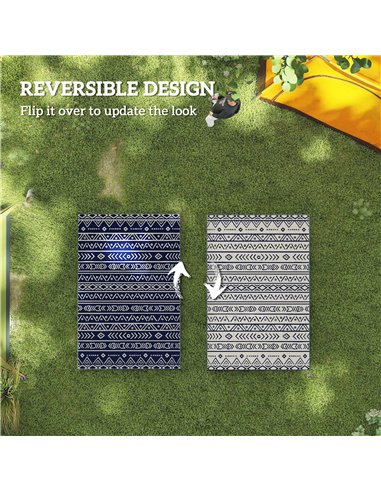 Outsunny Reversible Outdoor Rug with Carry Bag, Waterproof Plastic Straw Mat for Garden, Deck, RV, Picnic, Beach, Camping, 182 x