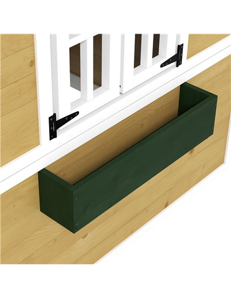 Outsunny Wooden Playhouse with Doors, Windows, Plant Pots, Boxes, for 3-8 Years - Beige - pic 157090 | FastDaddyshop