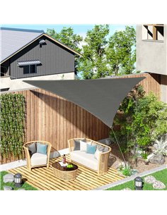 Outsunny 5x5m Triangle Sun Shade Sail Outdoor UV Protection HDPE Canopy w/ Steel Rings Ropes UV Block Outdoor Patio Shelter Grey 2