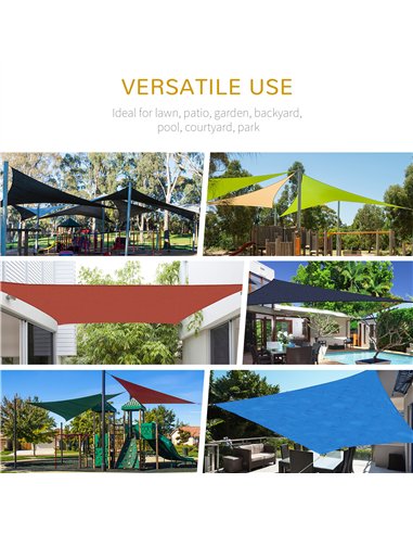 Outsunny 5x5m Triangle Sun Shade Sail Outdoor UV Protection HDPE Canopy w/ Steel Rings Ropes UV Block Outdoor Patio Shelter Grey