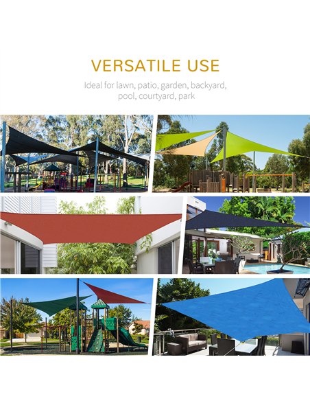 Outsunny 5x5m Triangle Sun Shade Sail Outdoor UV Protection HDPE Canopy w/ Steel Rings Ropes UV Block Outdoor Patio Shelter Grey - pic 157213 | FastDaddyshop