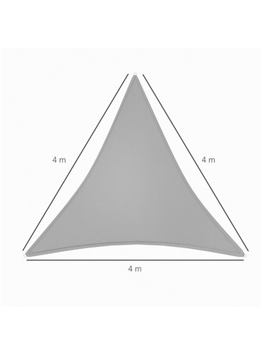 Outsunny 4x4m Triangle Sun Shade Sail, Outdoor UV Protection HDPE Canopy, Patio Deck Shelter with Steel Rings and Ropes, Grey