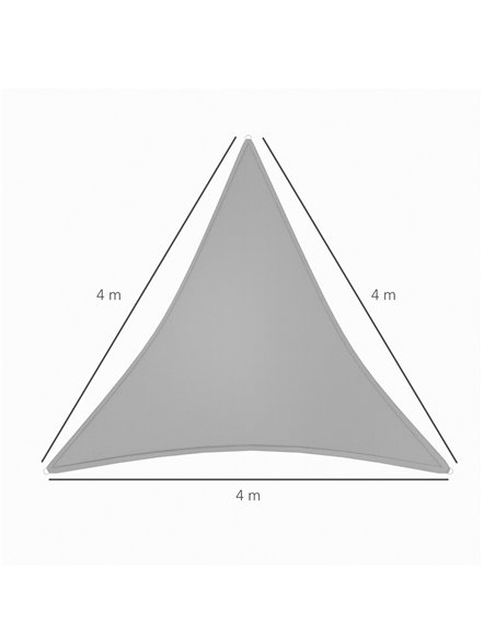 Outsunny 4x4m Triangle Sun Shade Sail, Outdoor UV Protection HDPE Canopy, Patio Deck Shelter with Steel Rings and Ropes, Grey - pic 157220 | FastDaddyshop