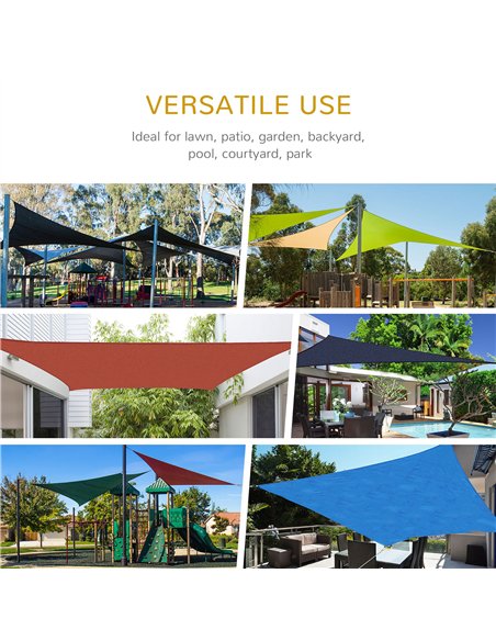 Outsunny 4x4m Triangle Sun Shade Sail, Outdoor UV Protection HDPE Canopy, Patio Deck Shelter with Steel Rings and Ropes, Grey - pic 157223 | FastDaddyshop