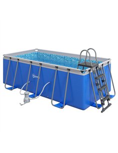 Outsunny 207 x 400cm Five-Person Above Ground Swimming Pool, with Ladder - Blue