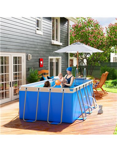 Outsunny 207 x 400cm Five-Person Above Ground Swimming Pool, with Ladder - Blue