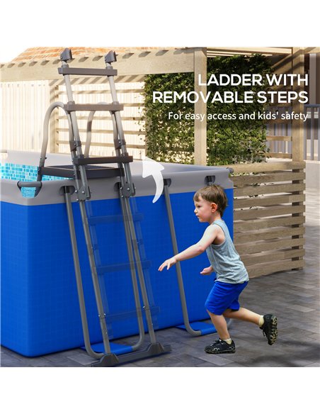 Outsunny 207 x 400cm Five-Person Above Ground Swimming Pool, with Ladder - Blue - pic 157230 | FastDaddyshop