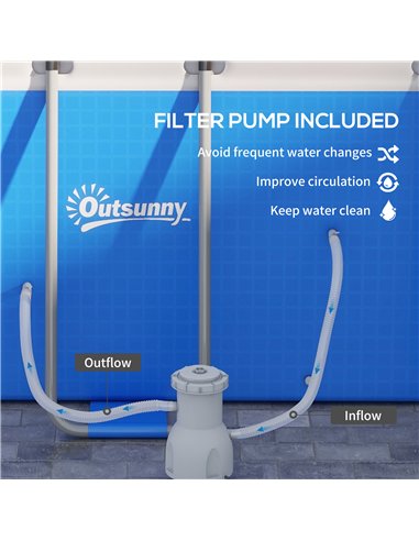 Outsunny 207 x 400cm Five-Person Above Ground Swimming Pool, with Ladder - Blue