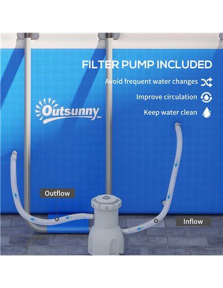 Outsunny 207 x 400cm Five-Person Above Ground Swimming Pool, with Ladder - Blue - pic 157231 | FastDaddyshop