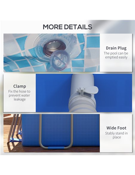 Outsunny 207 x 400cm Five-Person Above Ground Swimming Pool, with Ladder - Blue - pic 157233 | FastDaddyshop