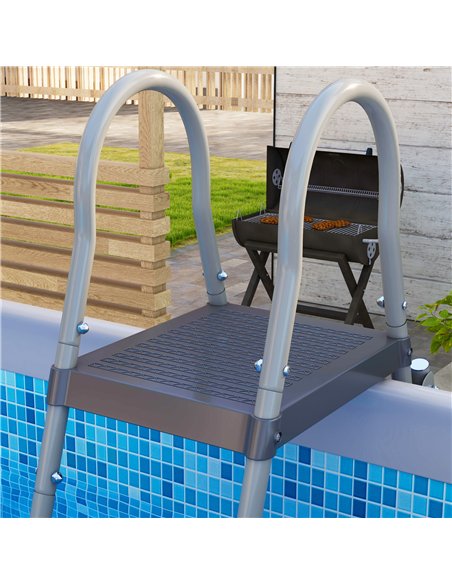 Outsunny 207 x 400cm Five-Person Above Ground Swimming Pool, with Ladder - Blue - pic 157235 | FastDaddyshop