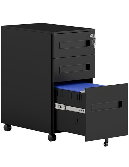 Vinsetto Metal Mobile File Cabinet with Wheels, Lockable 3 Drawer Filing Cabinet for A4, Legal, Letter, Compact Under Desk Stora - pic 157245 | FastDaddyshop