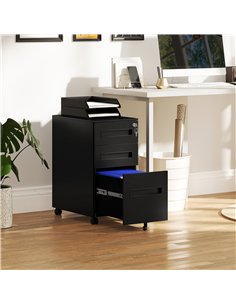 Vinsetto Metal Mobile File Cabinet with Wheels, Lockable 3 Drawer Filing Cabinet for A4, Legal, Letter, Compact Under Desk Stora 2