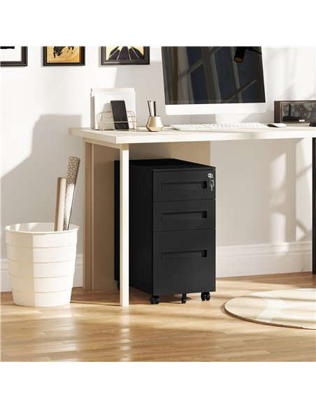 Vinsetto Metal Mobile File Cabinet with Wheels, Lockable 3 Drawer Filing Cabinet for A4, Legal, Letter, Compact Under Desk Stora - pic 157253 | FastDaddyshop