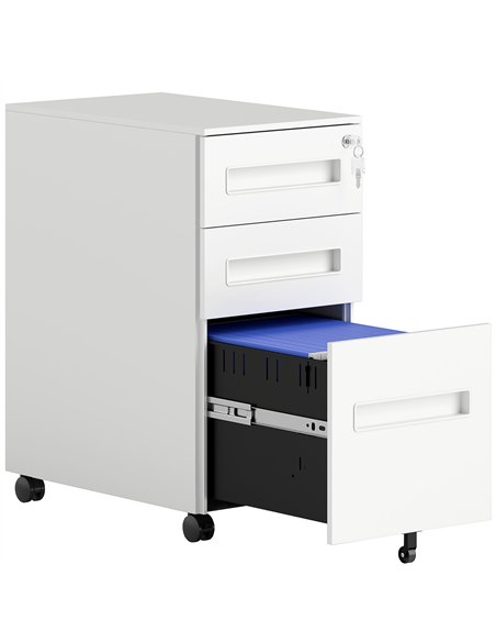 Vinsetto Metal Mobile File Cabinet with Wheels, Lockable 3 Drawer Filing Cabinet for A4, Legal, Letter, Compact Under Desk Stora - pic 157263 | FastDaddyshop