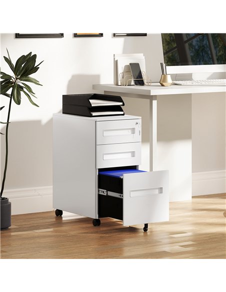 Vinsetto Metal Mobile File Cabinet with Wheels, Lockable 3 Drawer Filing Cabinet for A4, Legal, Letter, Compact Under Desk Stora - pic 157264 | FastDaddyshop