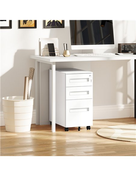 Vinsetto Metal Mobile File Cabinet with Wheels, Lockable 3 Drawer Filing Cabinet for A4, Legal, Letter, Compact Under Desk Stora - pic 157271 | FastDaddyshop
