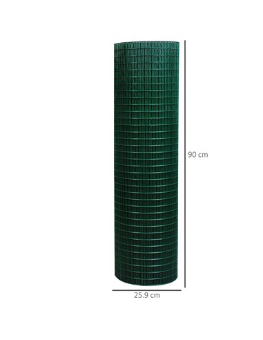 Pawhut PVC Coated Welded Wire Mesh Fencing Chicken Poultry Aviary Fence Run Hutch Pet Rabbit 30m Dark Green
