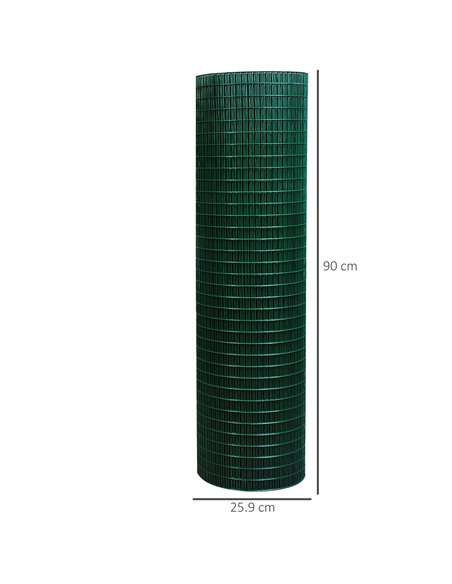 Pawhut PVC Coated Welded Wire Mesh Fencing Chicken Poultry Aviary Fence Run Hutch Pet Rabbit 30m Dark Green - pic 157301 | FastDaddyshop