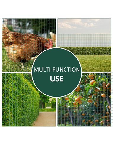 Pawhut PVC Coated Welded Wire Mesh Fencing Chicken Poultry Aviary Fence Run Hutch Pet Rabbit 30m Dark Green