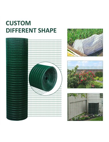 Pawhut PVC Coated Welded Wire Mesh Fencing Chicken Poultry Aviary Fence Run Hutch Pet Rabbit 30m Dark Green