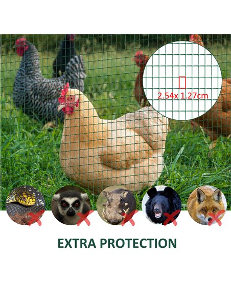 Pawhut PVC Coated Welded Wire Mesh Fencing Chicken Poultry Aviary Fence Run Hutch Pet Rabbit 30m Dark Green - pic 157304 | FastDaddyshop