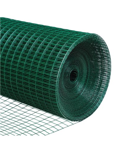 Pawhut PVC Coated Welded Wire Mesh Fencing Chicken Poultry Aviary Fence Run Hutch Pet Rabbit 30m Dark Green