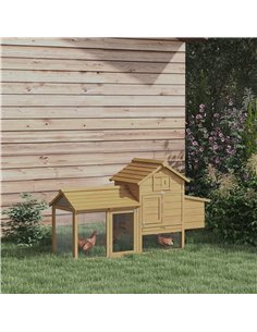 PawHut Small Chicken Coop with Run Hen House Poultry Coops Cages Nesting Box Wood 150.5 x 54 x 87cm 2