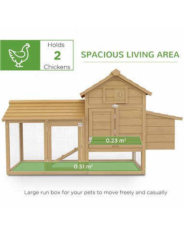 PawHut Small Chicken Coop with Run Hen House Poultry Coops Cages Nesting Box Wood 150.5 x 54 x 87cm