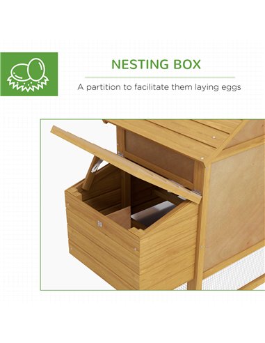 PawHut Small Chicken Coop with Run Hen House Poultry Coops Cages Nesting Box Wood 150.5 x 54 x 87cm