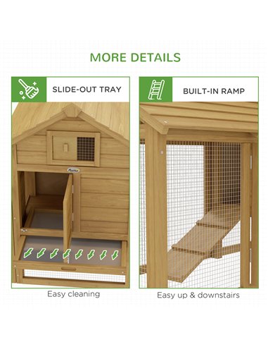 PawHut Small Chicken Coop with Run Hen House Poultry Coops Cages Nesting Box Wood 150.5 x 54 x 87cm