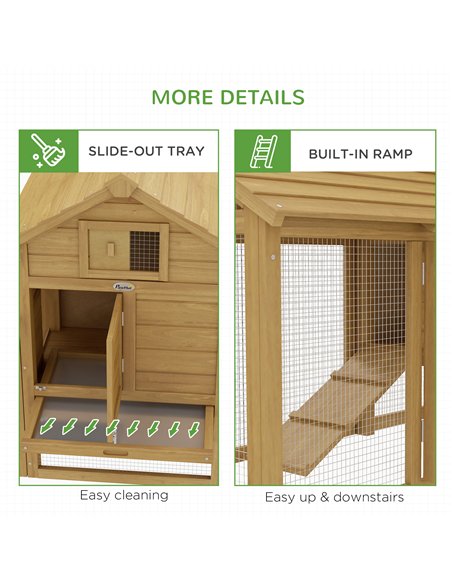 PawHut Small Chicken Coop with Run Hen House Poultry Coops Cages Nesting Box Wood 150.5 x 54 x 87cm - pic 157314 | FastDaddyshop