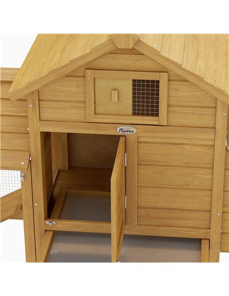 PawHut Small Chicken Coop with Run Hen House Poultry Coops Cages Nesting Box Wood 150.5 x 54 x 87cm - pic 157315 | FastDaddyshop